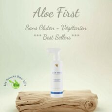 Flacon Aloe First contenant de l'aloe vera et plusieurs extraits de plantes