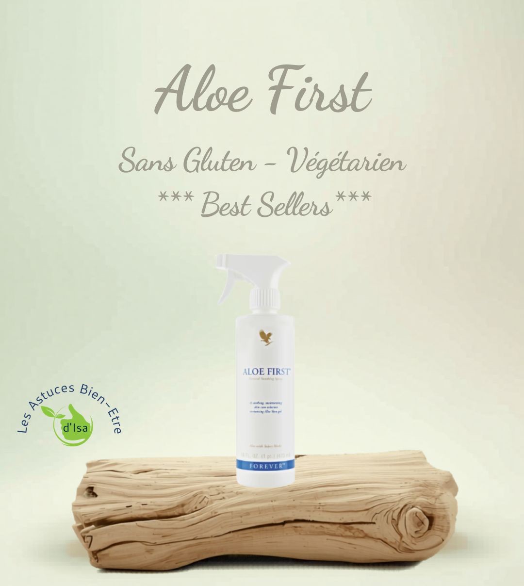 Flacon Aloe First contenant de l'aloe vera et plusieurs extraits de plantes