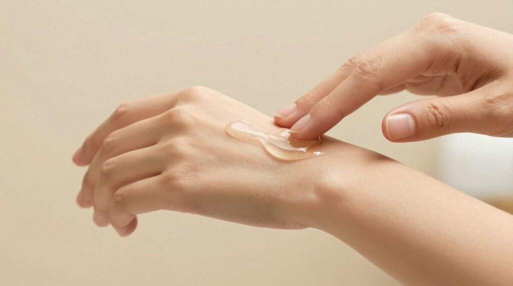 Application de gel d'aloe vera cicatrisant sur la peau