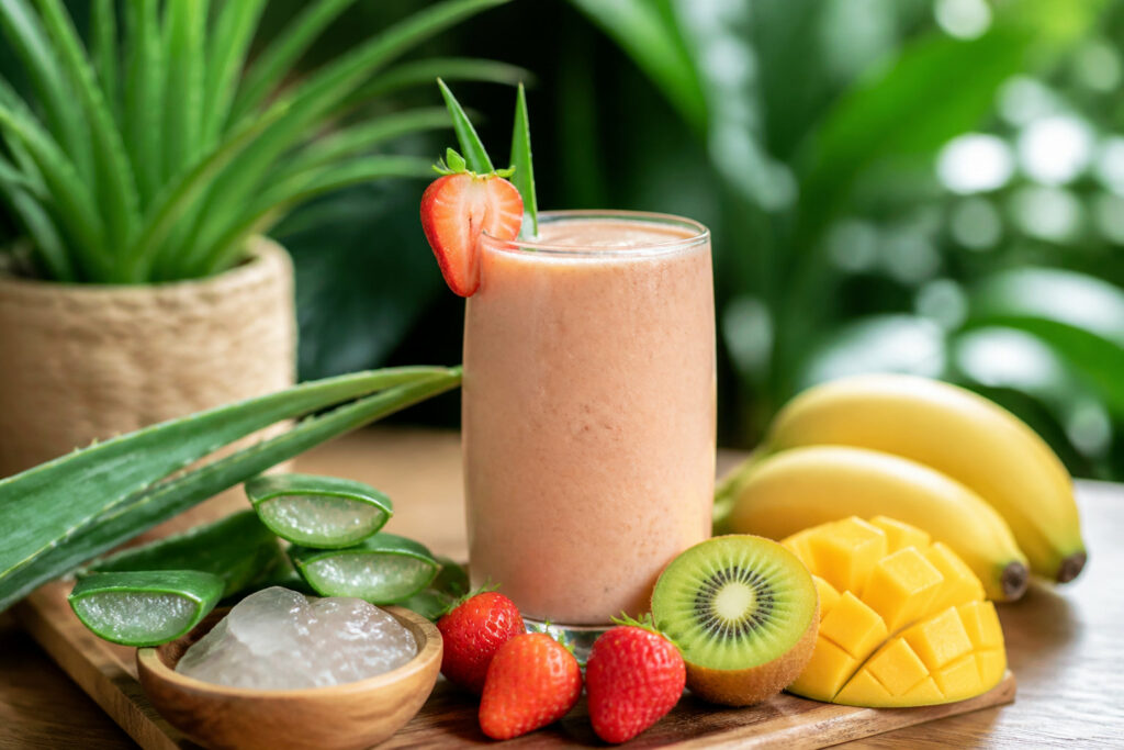 smoothie aux fruits et à l'aloe vera