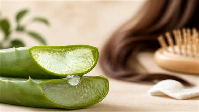 Feuille d'aloe vera fraîche et gel naturel pour les cheveux